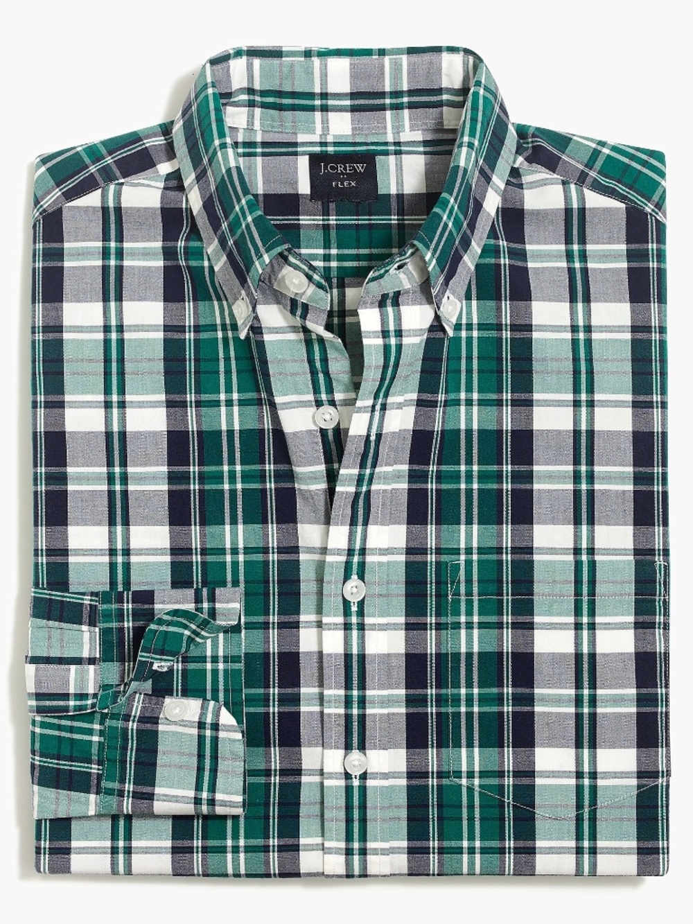 J. Crew Factory Plaid Classic Flex Washed Button Down Oxford Shirt